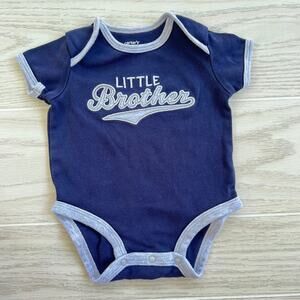 Carter's Baby Boy 3 Months 'Little Brother' Blue Gray Bodysuit One-Piece